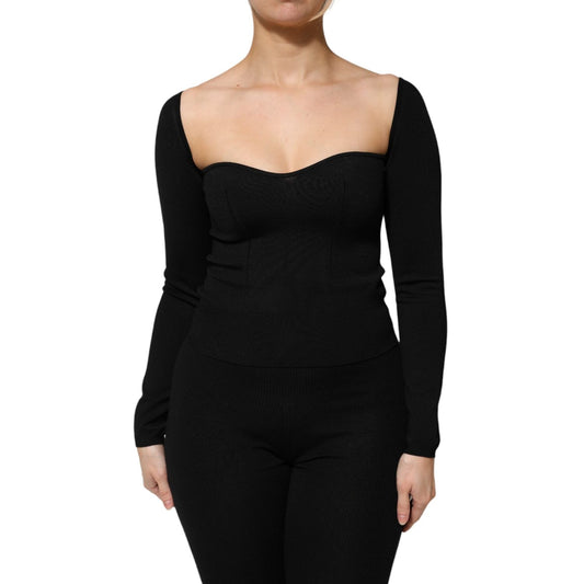 Dolce & Gabbana Black Viscose Long Sleeve Pullover Blouse Top