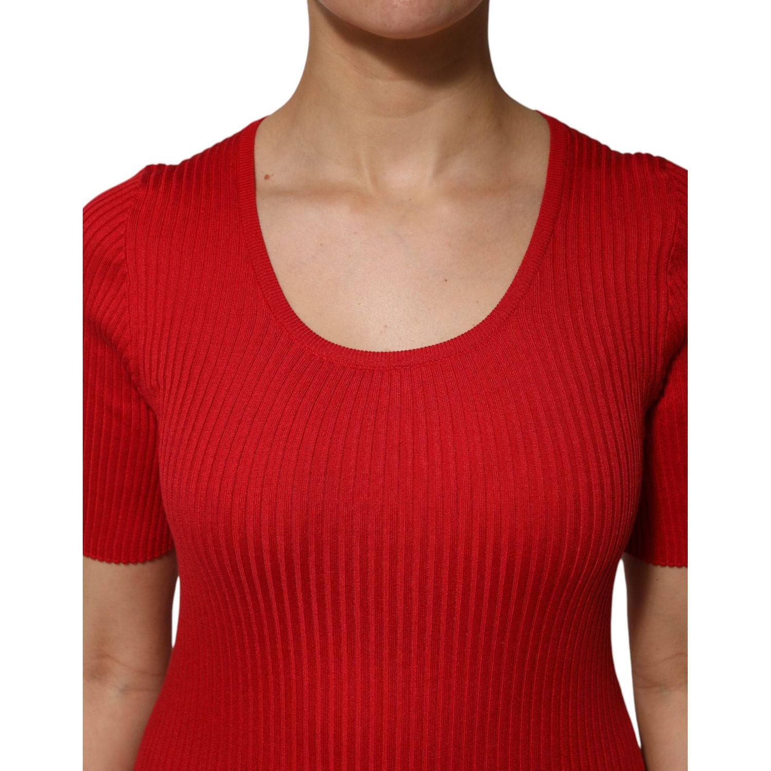 Dolce & Gabbana Red Round Neck Short Sleeves Pullover Top