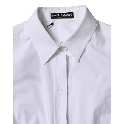 Dolce & Gabbana White Cotton Collared Long Sleeves Shirt Top