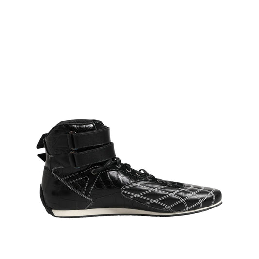 Dolce & Gabbana Black Quilted Leather Lace Up Sneakers Shoes MV7473-44