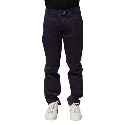 Incotex Dark Purple Mid Waist Casual Straight Pants