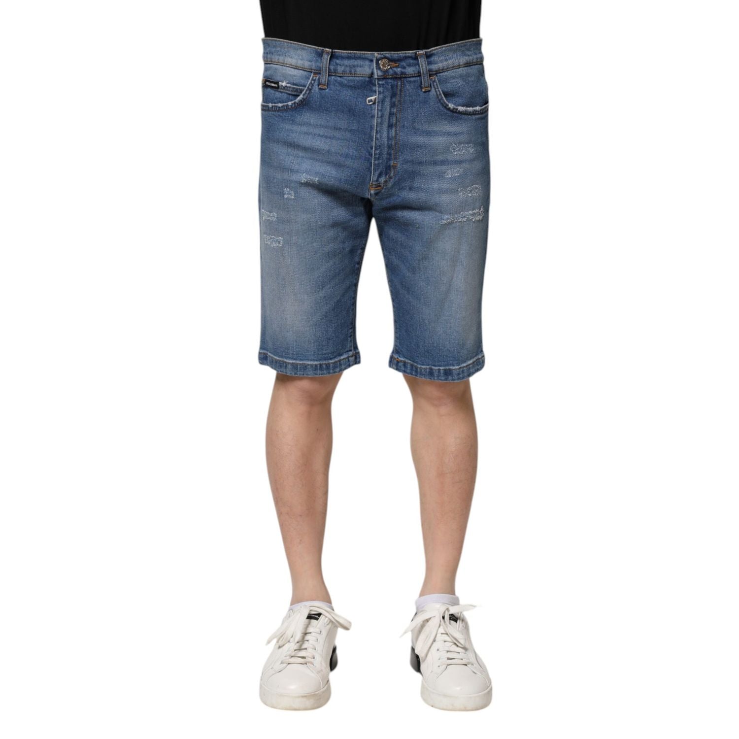 Dolce & Gabbana Blue Cotton Stretch Men Denim Bermuda Shorts