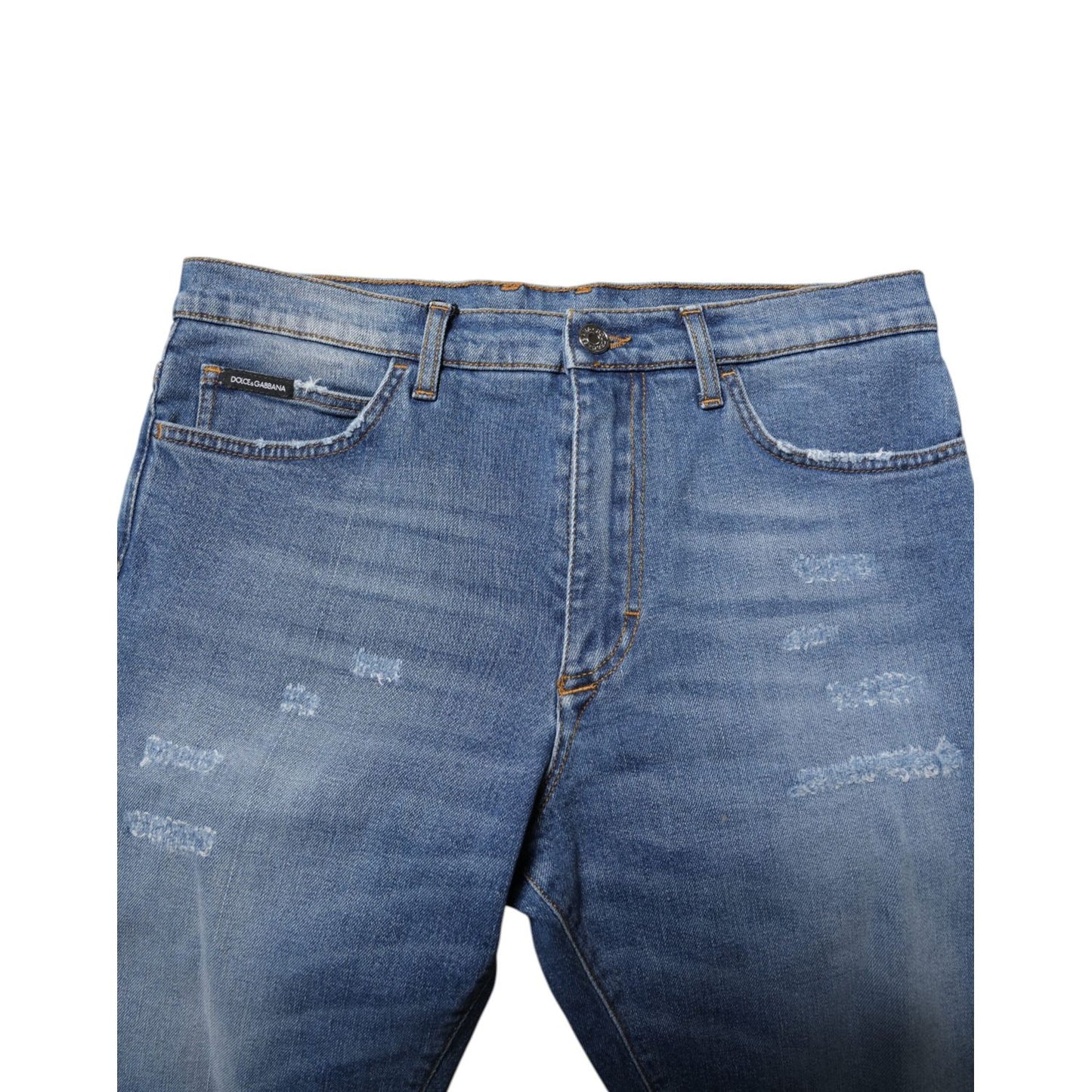 Dolce & Gabbana Blue Cotton Stretch Men Denim Bermuda Shorts