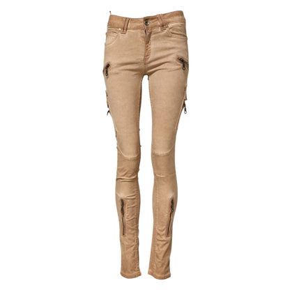 PLEIN SUD Brown Cotton Mid Waist Skinny Denim Jeans