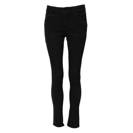 Dolce & Gabbana Black Cotton Skinny Mid Waisted Denim Jeans