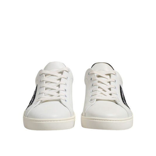 Dolce & Gabbana White Black Leather Lace Up Men Sneakers Shoes MV7431-39