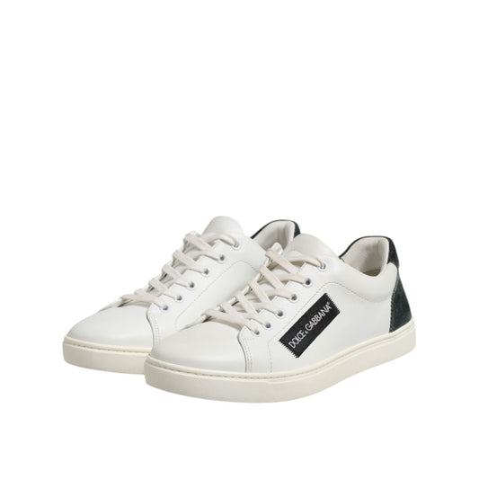 Dolce & Gabbana White Black Leather Lace Up Men Sneakers Shoes MV7431-39