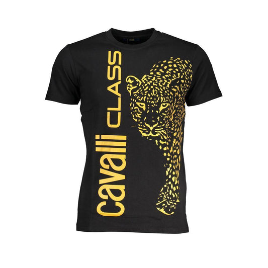 Cavalli Class Black Cotton T-Shirt CA-28586-L