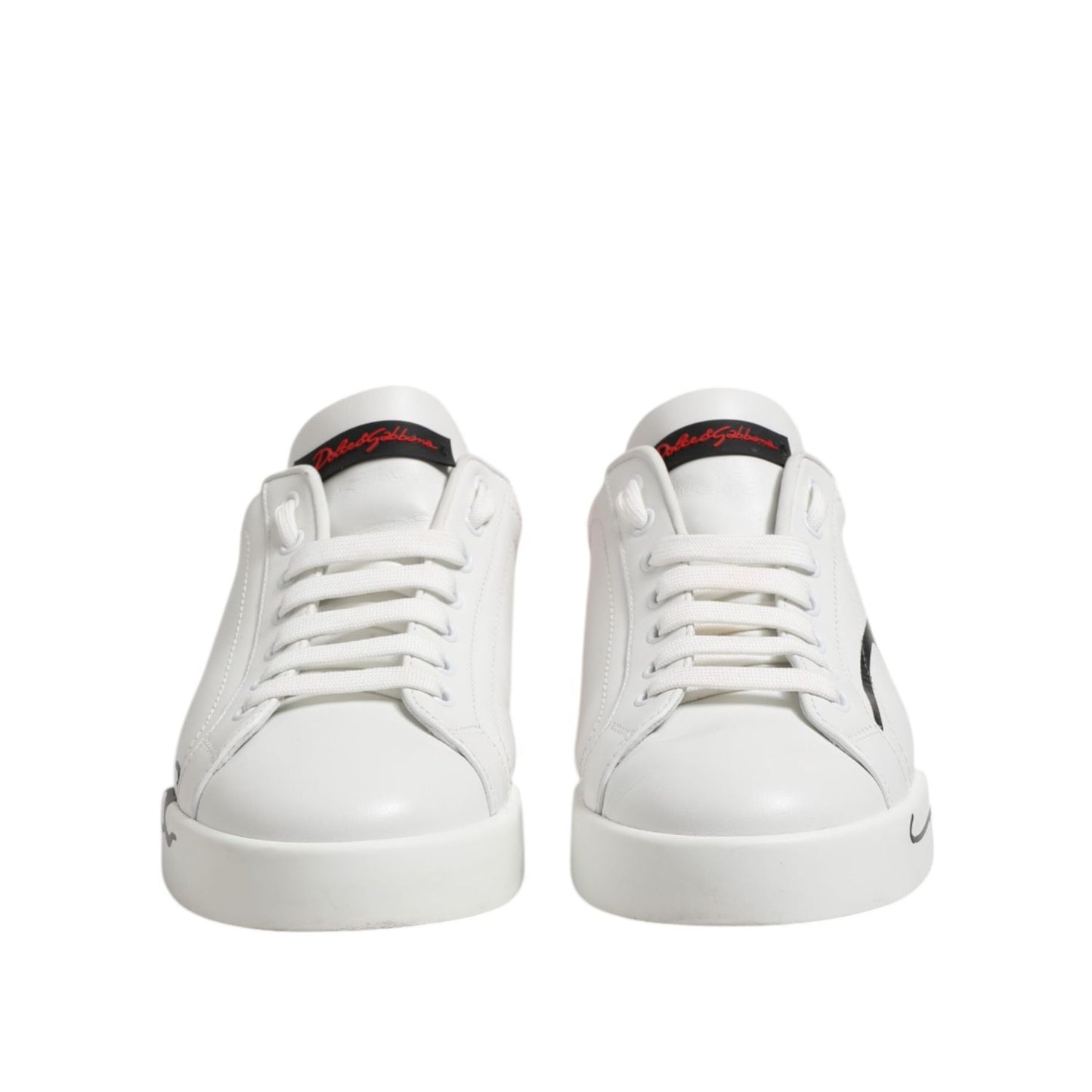 Dolce & Gabbana White Red Logo Low Top Leather Sneakers Shoes MV7465-41