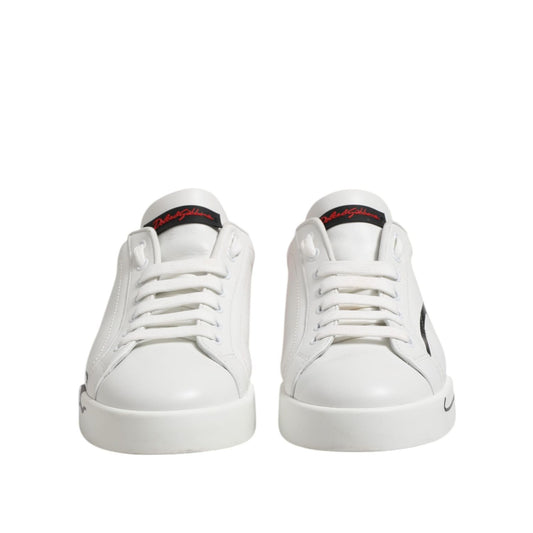 Dolce & Gabbana White Red Logo Low Top Leather Sneakers Shoes MV7465-41