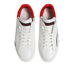 Dolce & Gabbana White Red Logo Low Top Leather Sneakers Shoes MV7465-41