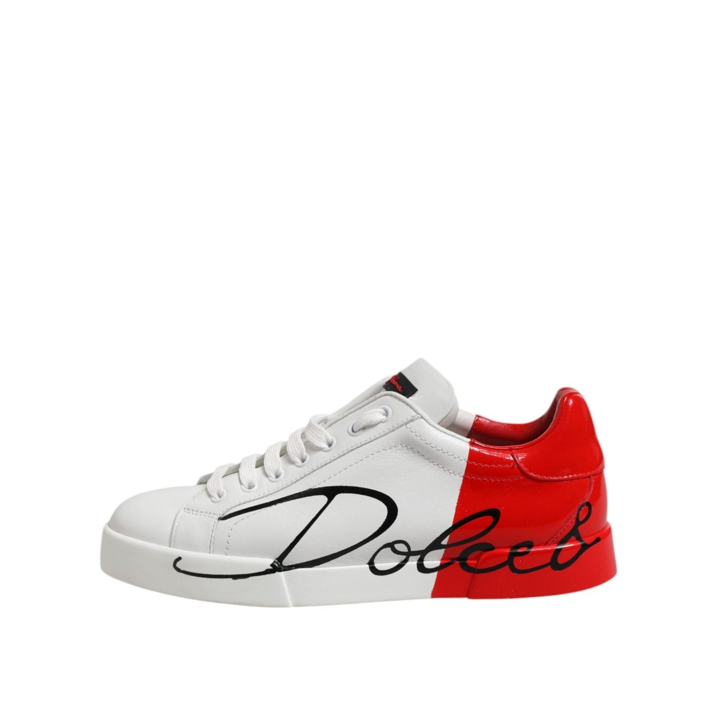 Dolce & Gabbana White Red Logo Low Top Leather Sneakers Shoes MV7465-41