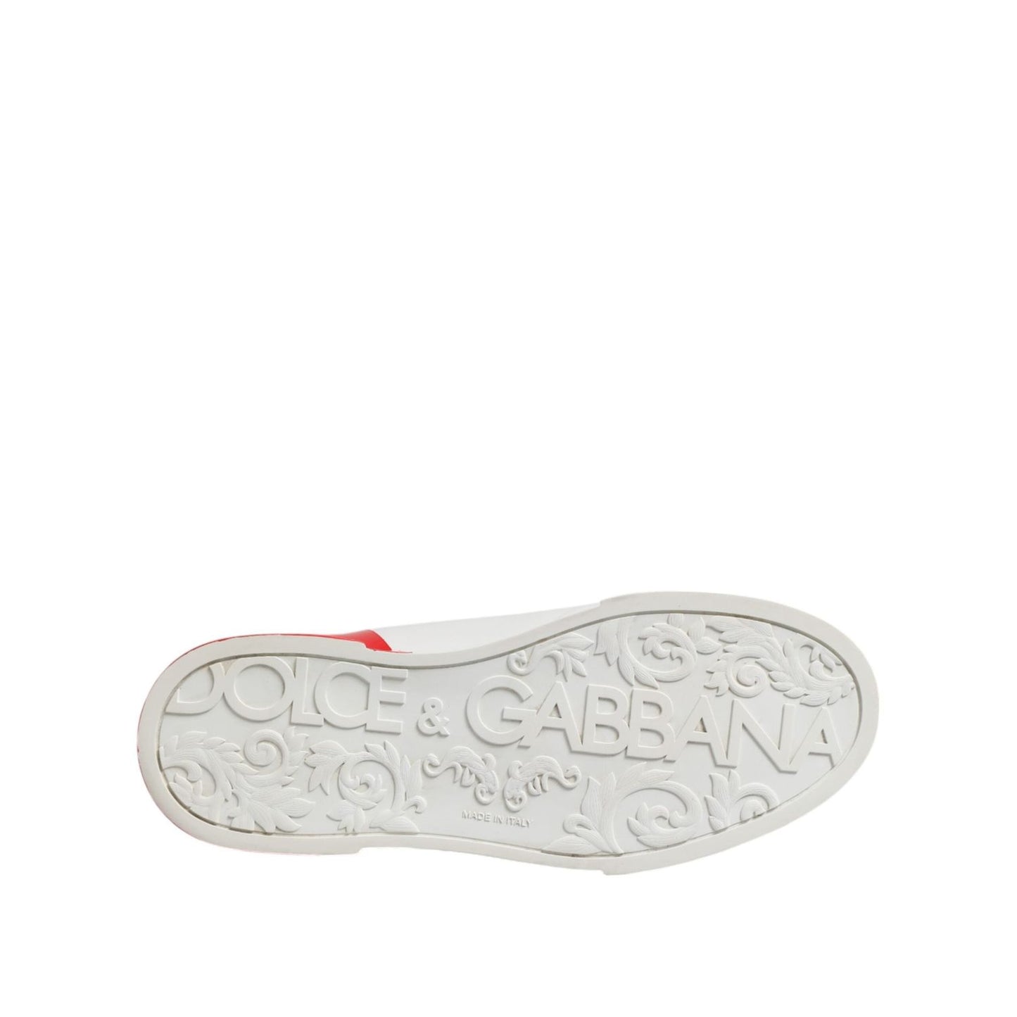 Dolce & Gabbana White Red Logo Low Top Leather Sneakers Shoes MV7465-41