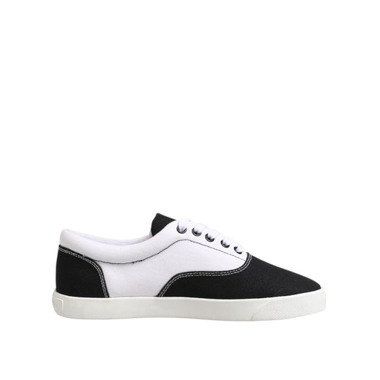 Dolce & Gabbana Black Cotton Canvas Lace Up Men Sneakers Shoes MV7500-39