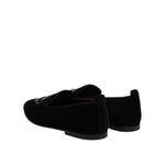 Dolce & Gabbana Black Velvet Crystal Crown Loafers Dress Shoes MV7513-44