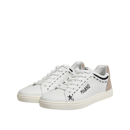 Dolce & Gabbana White Leather MILANO Low Top Sneakers Shoes