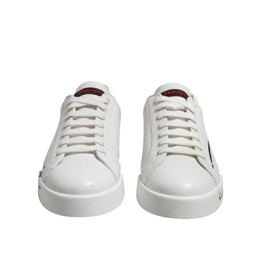 Dolce & Gabbana White Red Logo Low Top Leather Sneakers Shoes MV7540-42