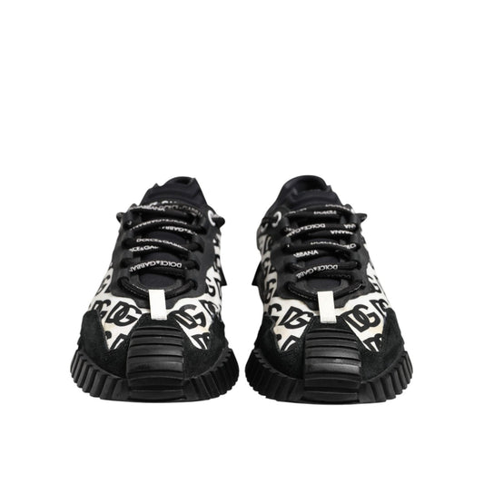 Dolce & Gabbana Black Logo Lace Up Low Top NS1 Sneakers Shoes MV7541-42