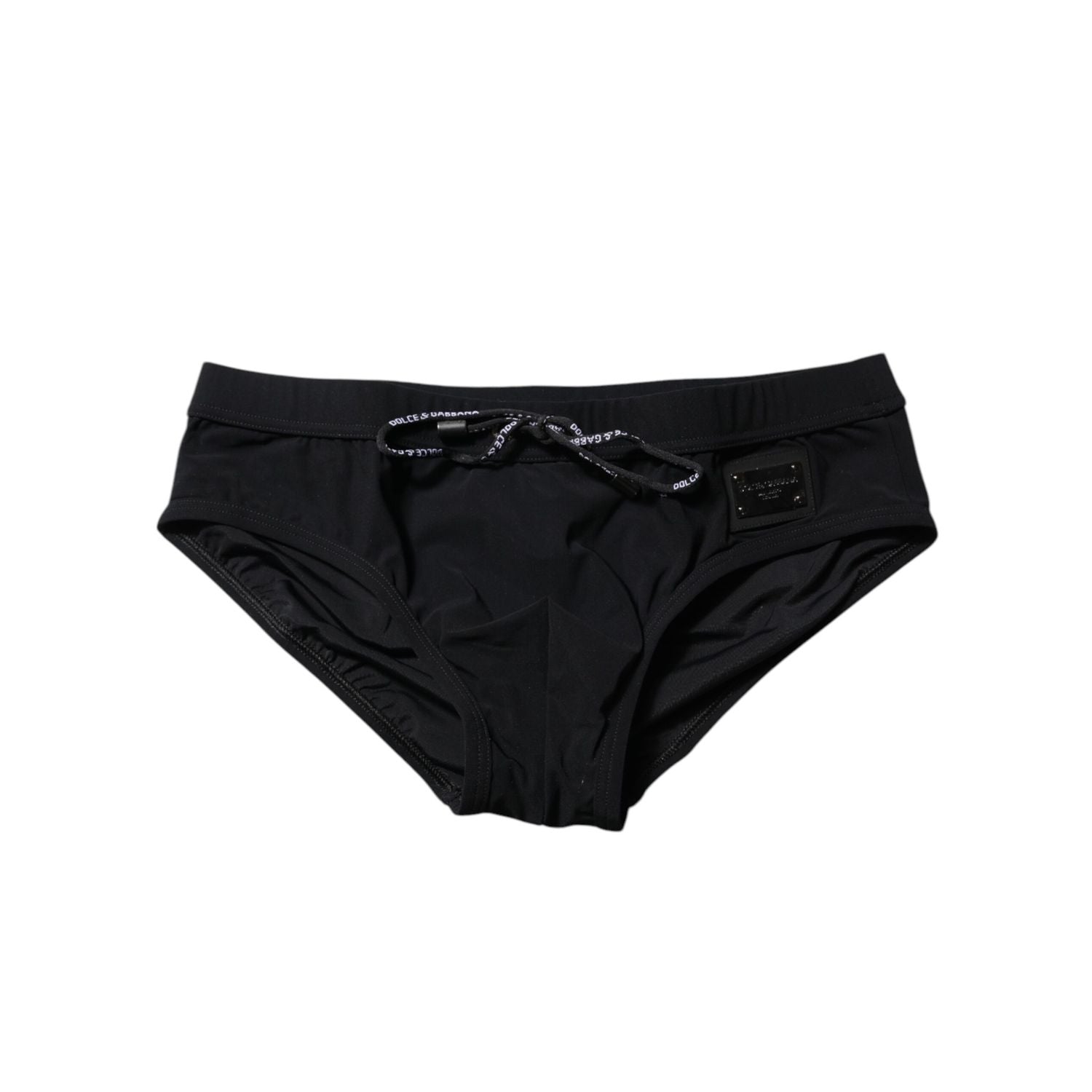 Dolce & Gabbana Black Logo Plaque Men Beachwear Brief Swimwear