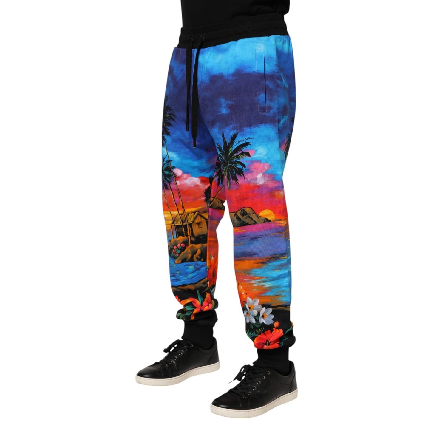 Dolce & Gabbana Blue Hawaiian Print Jogger Sweatpants Pants PAN76249-48