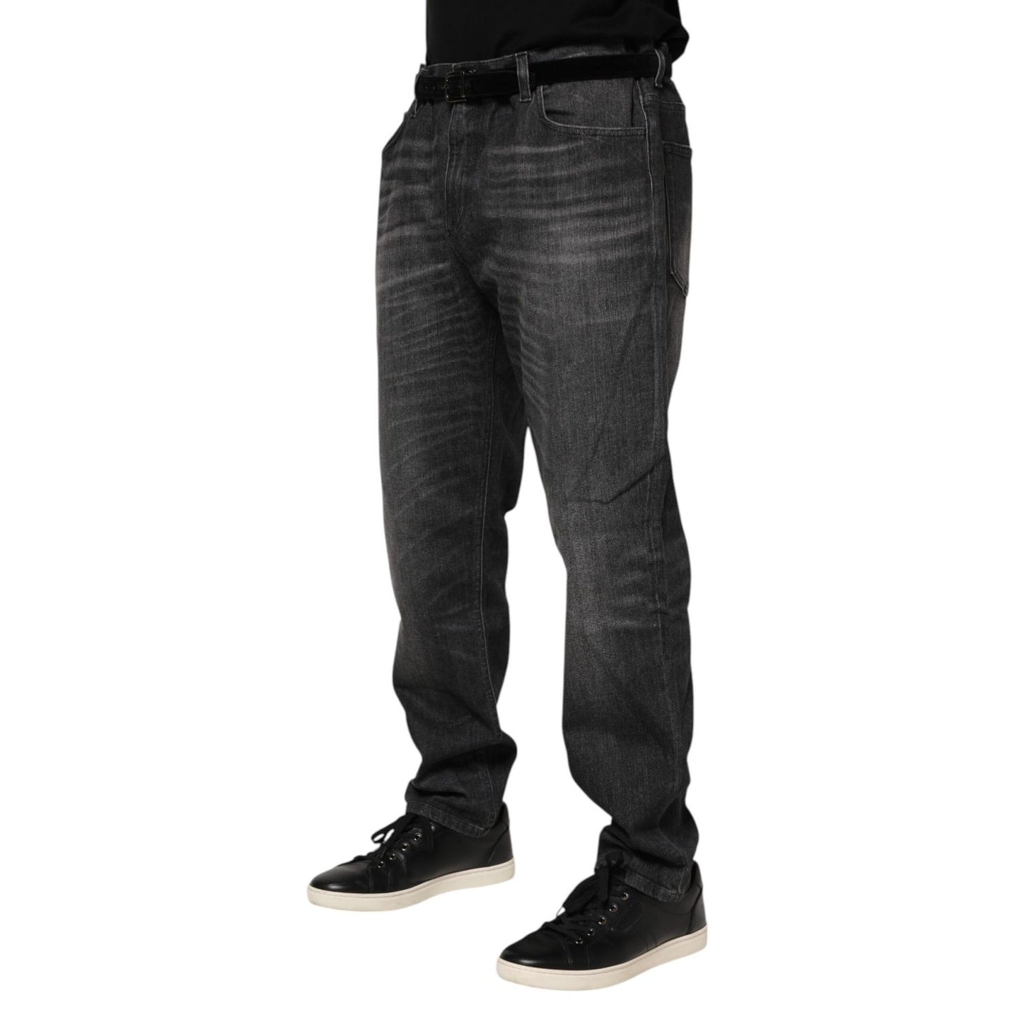 Dolce & Gabbana Gray Washed Cotton Loose Denim Jeans