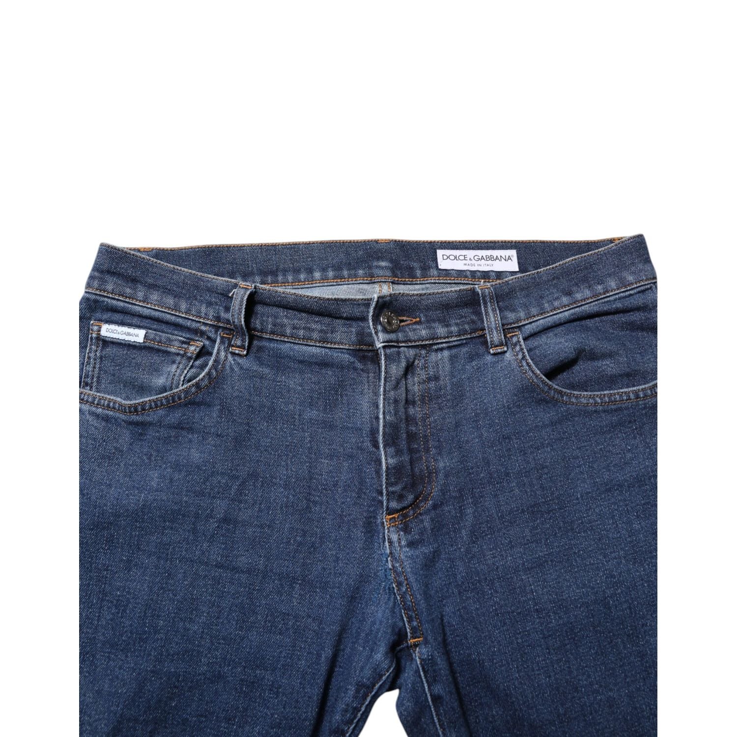 Dolce & Gabbana Blue Cotton Logo Skinny Denim Jeans