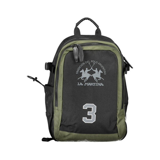 La Martina Black Polyester Backpack LA-20561