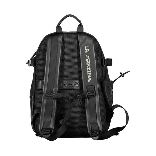 La Martina Black Polyester Backpack LA-20561