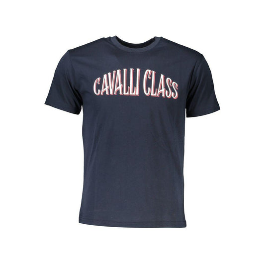 Cavalli Class Blue Cotton T-Shirt CA-21338-XXL