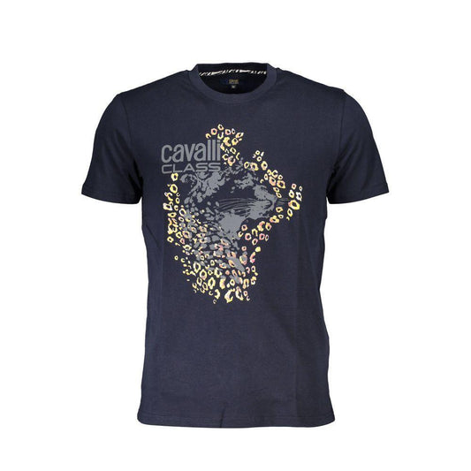 Cavalli Class Blue Cotton T-Shirt CA-22246-XXL