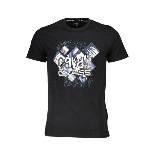 Cavalli Class Black Cotton T-Shirt CA-22262-XL