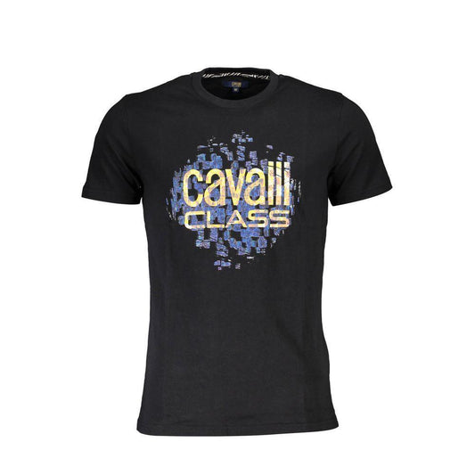 Cavalli Class Black Cotton T-Shirt CA-22315-M