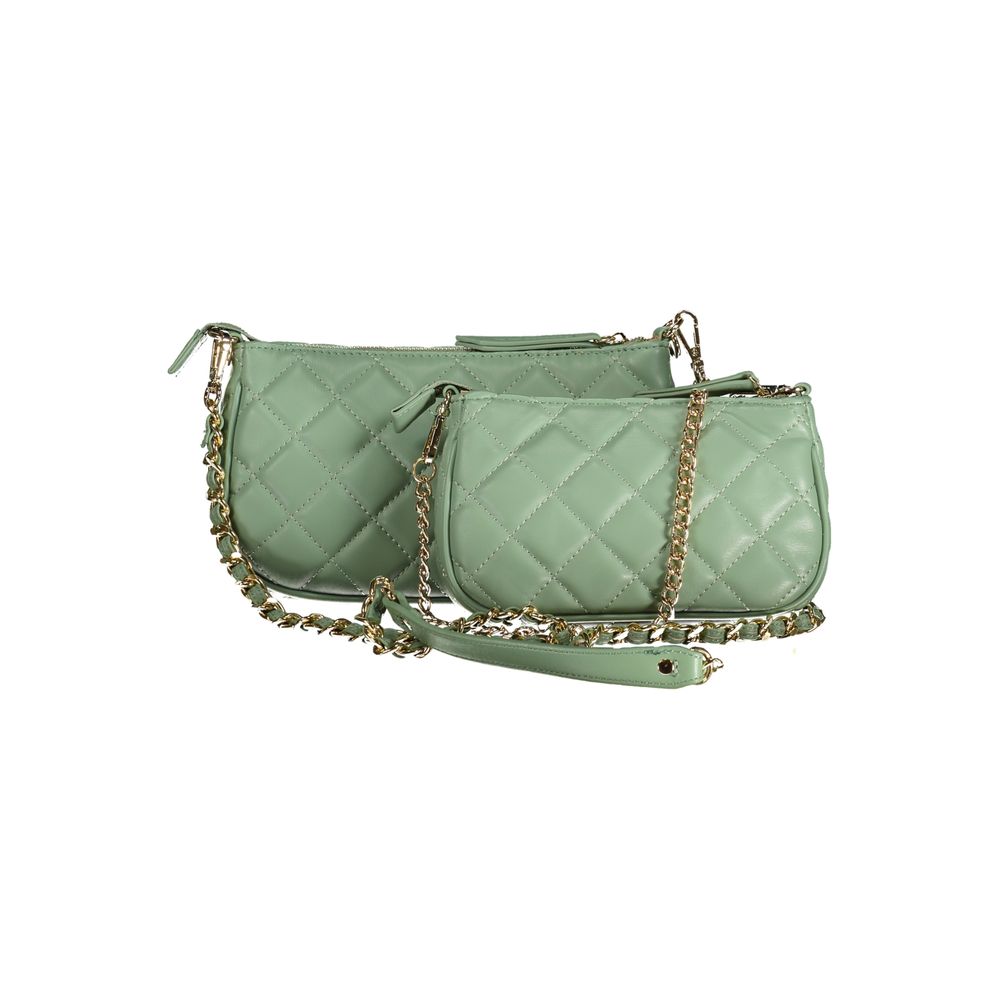 Mario Valentino Green Polyethylene Handbag with removable chain strap and quilted finish