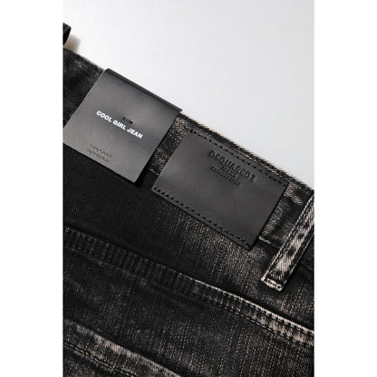 Dsquared² Black Washed Mid Waist Tapered Denim Jeans
