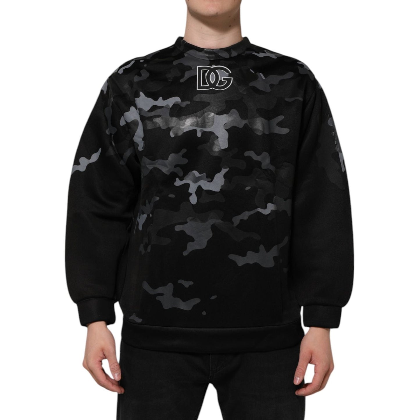 Dolce & Gabbana Black Camouflage Pullover Sweatshirt Sweater