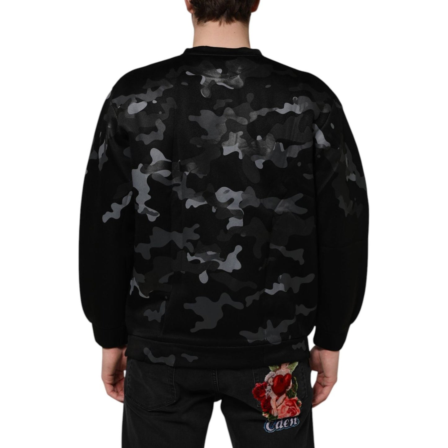 Dolce & Gabbana Black Camouflage Pullover Sweatshirt Sweater