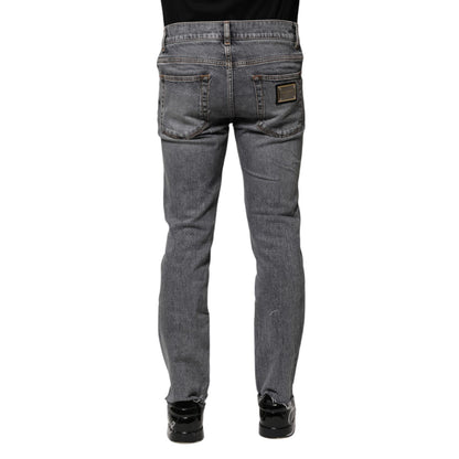Dolce & Gabbana Gray Cotton Skinny Denim Trouser Jeans