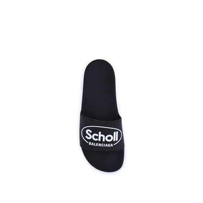 Balenciaga Black Rubber Flat Sandals
