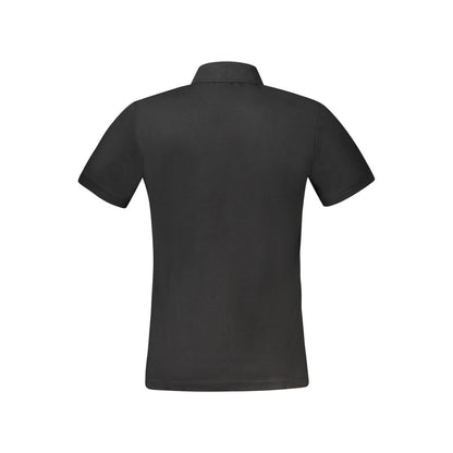Back view of Hugo Boss Black Cotton Polo Shirt, short sleeve, slim fit with two buttons and logo embroidery.