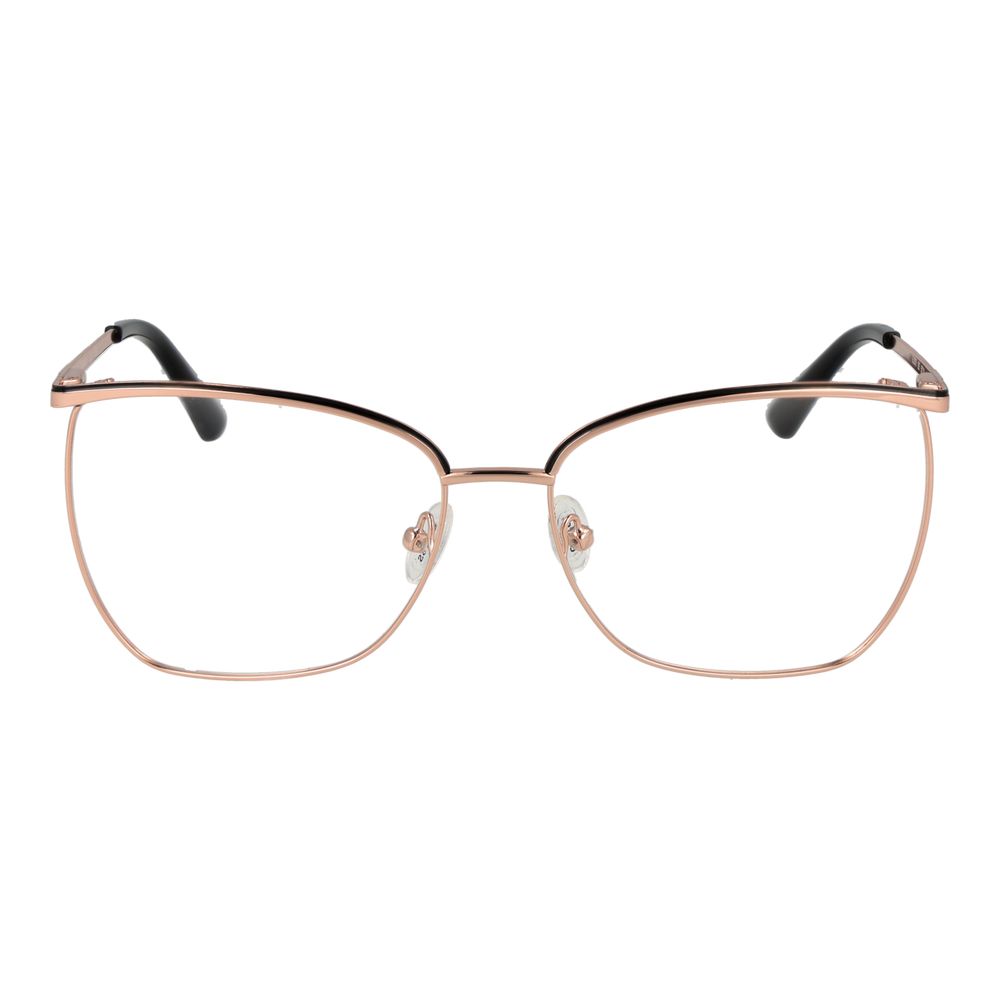 Guess Rose Gold Women Glasses Frame with cat eye style and full-rim metal design, shown with plastic demo lenses.