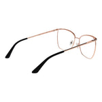 Guess Rose Gold Women Glasses Frame, full-rim cat-eye style with metal frame, demo lenses, and black temples, includes branded case.