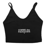 Comme Des Fuckdown Black Cotton Tops & T-Shirt CO-15702-XS