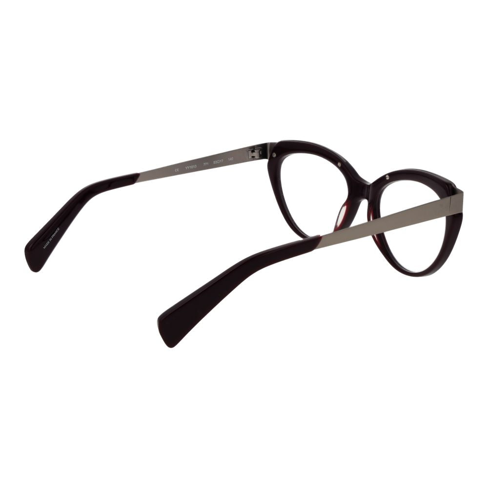 Yohji Yamamoto Purple Unisex Glasses Frame, acetate full-rim cat-eye style, size 53-17-140 with demo lenses.