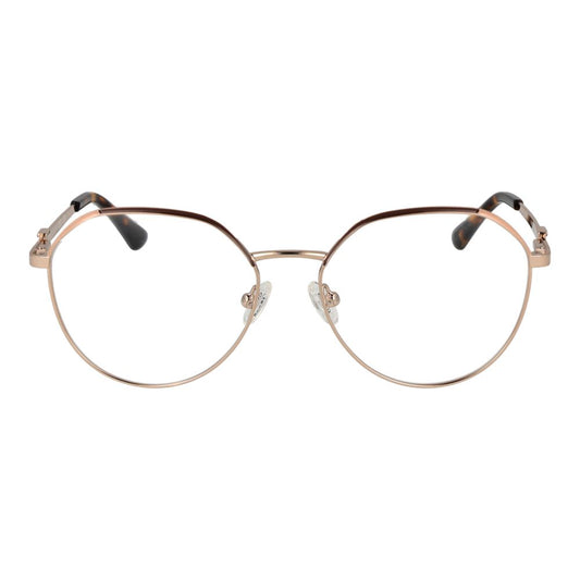 Guess Gold Women Glasses Frame, metal full-rim, square style, 55-16-140 size, demo plastic lenses, branded case included.