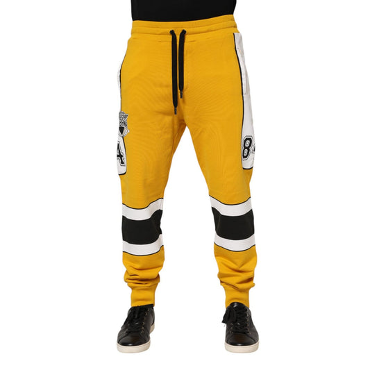 Dolce & Gabbana Yellow Cotton Print Jogger Sweatpants Pants