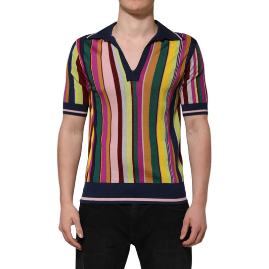 Dolce & Gabbana Multicolor Stripes Collared Men Polo T-shirt
