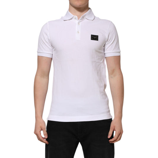 Dolce & Gabbana White Logo Short Sleeve Collared Polo T-shirt
