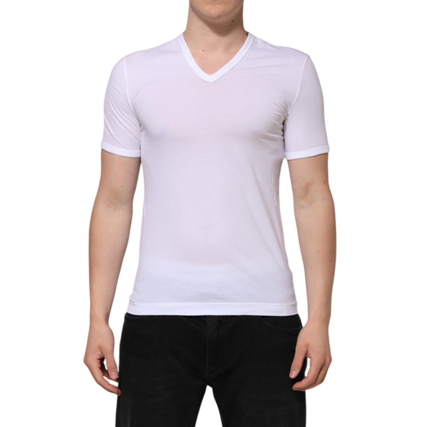 Dolce & Gabbana White Short Sleeves V-neck Underwear T-shirt