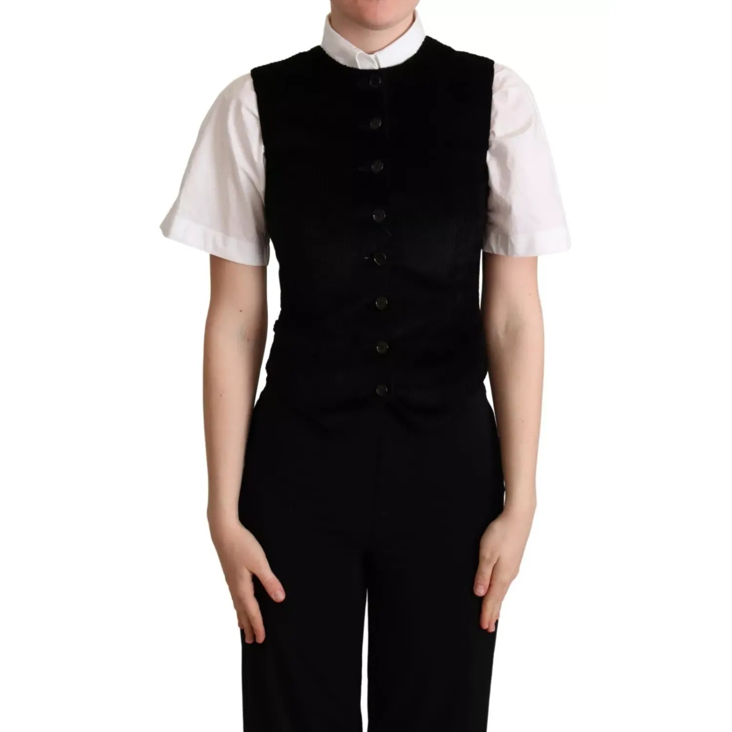 Dolce & Gabbana Black Brown Leopard Print Waistcoat Vest