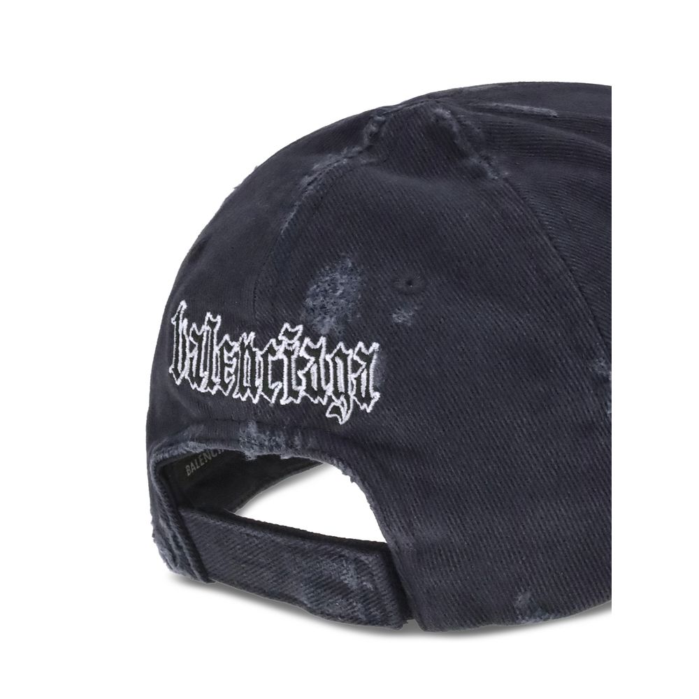 Balenciaga Black Cotton Cap (Baseball Hat)